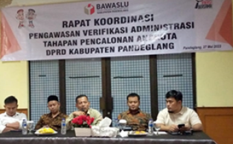 Rapat Koordinasi Pengawasan Verifikasi Administrasi Tahapan Pencalonan Anggota DPRD Kabupaten Pandeglang