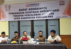 Rapat Koordinasi Pengawasan Verifikasi Administrasi Tahapan Pencalonan Anggota DPRD Kabupaten Pandeglang